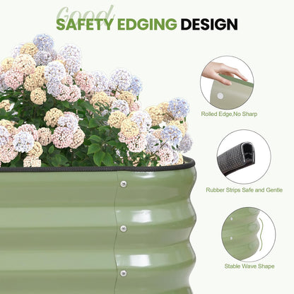 G GOOD GAIN 3-in-1 Adjustable Raised Garden Bed Kit | Galvanized Planter Boxes for Vegetables, Flowers | 12" Tall, Multiple Sizes (4x2x1ft, 3x3x1ft, 5x1x1ft) | Outdoor Metal Raised Bed, Green