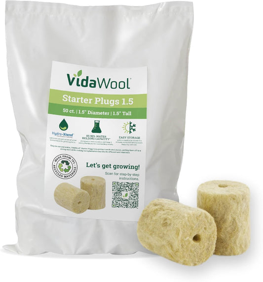 1.5" Seed Starter Plugs-Hydroponic Pods- Stone Wool-Rock Wool Cubes for Hydroponics-Plant Starter Grow Pods-Hydroponics Growing System-Garden Supplies for Plant Propagation-50 Count Bag