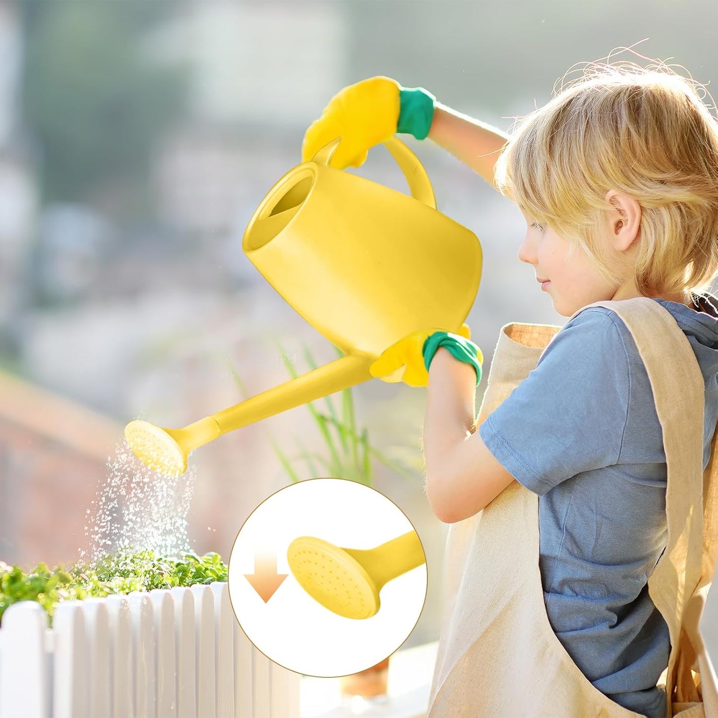 Plastic Watering Can - for Indoor and Outdoor House Plant Garden - with Long Spout - 1/2 Gallon - Yellow