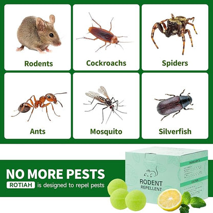 Pest Rodent Repellent, 48 Pack Peppermint Oil Repellent for Mouse, Roach, Rodent, Mice, Rats, Spider, Ant, Pest Control Indoor & Outdoor Use, Natural Mouse Deterrent Replace Traps Family & Pet Safe