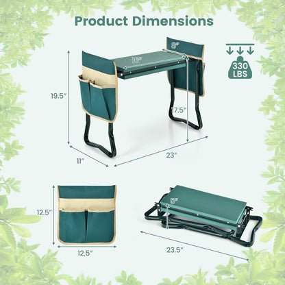 Nightcore Garden Kneeler and Seat, Foldable Kneeling Bench with EVA Foam Pad, Portable Garden Stool with 2 Large Tool Bags & Heavy-Duty Metal Frame, Suitable for Gardening, Fishing, Camping
