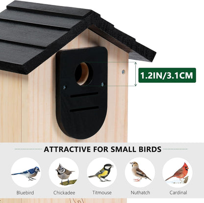 MIXXIDEA 12.7" Large Bird House for Outside, Cedar Bluebird Houses, No Assembly Required, Sturdy Nesting Bird Box for Bluebird Chickadee Wren Swallow Finch (Pack of 1)