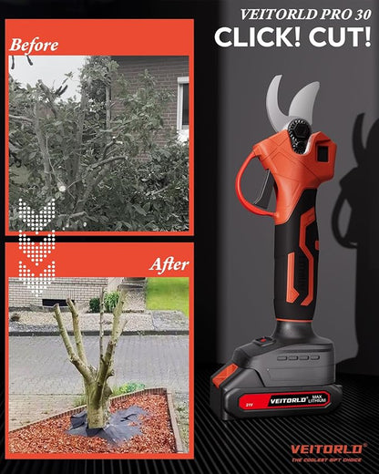 20V Electric Pruning Shears, Garden Shears, 30mm 1.2'' Cutting Diameter Portable Cordless Branch Cutter Tree Trimmer with LCD Display＆Replaceable Blade, Gifts for Men Dad Him Husband Christmas