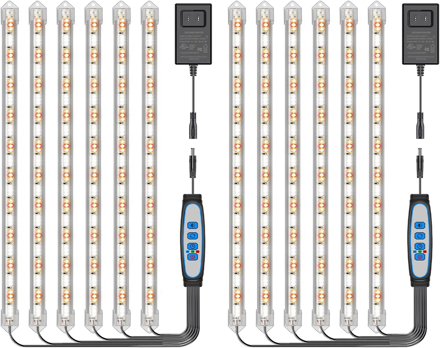 Under Cabinet Grow Light Strip, 36W 360LEDs Grow Lights for Indoor Plant Full Spectrum 660nm/3000K/6000K Grow Lamp with 6/12/16H Timer, 3 Spectrum Modes, 5 Brightness Levels (6 Bars/2 Pack)
