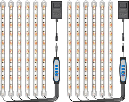 Under Cabinet Grow Light Strip, 36W 360LEDs Grow Lights for Indoor Plant Full Spectrum 660nm/3000K/6000K Grow Lamp with 6/12/16H Timer, 3 Spectrum Modes, 5 Brightness Levels (6 Bars/2 Pack)