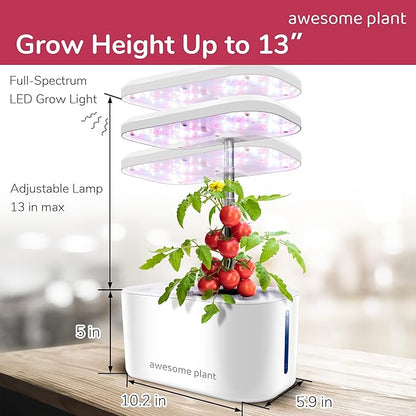 6Pro Hydroponics Growing System Kit (6 Pods), Indoor Garden Kit with 3L Watertank, 3 Grow Modes and Quiet Pump, Grow Herbs Lettuce Salad at Home Kit, Adjustable Height Up to 13", White