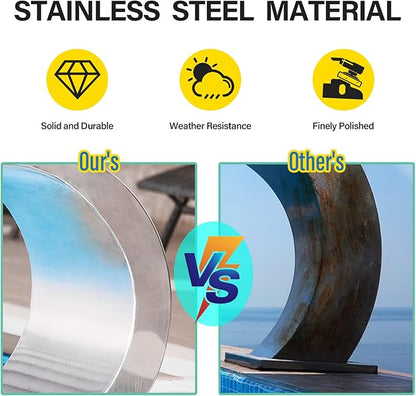 Stainless Steel 304 Pool Fountain Silver Color for Ground Pools Garden Outdoor Waterfalls Sheer Descent Pond Water Feature-23.6" Height