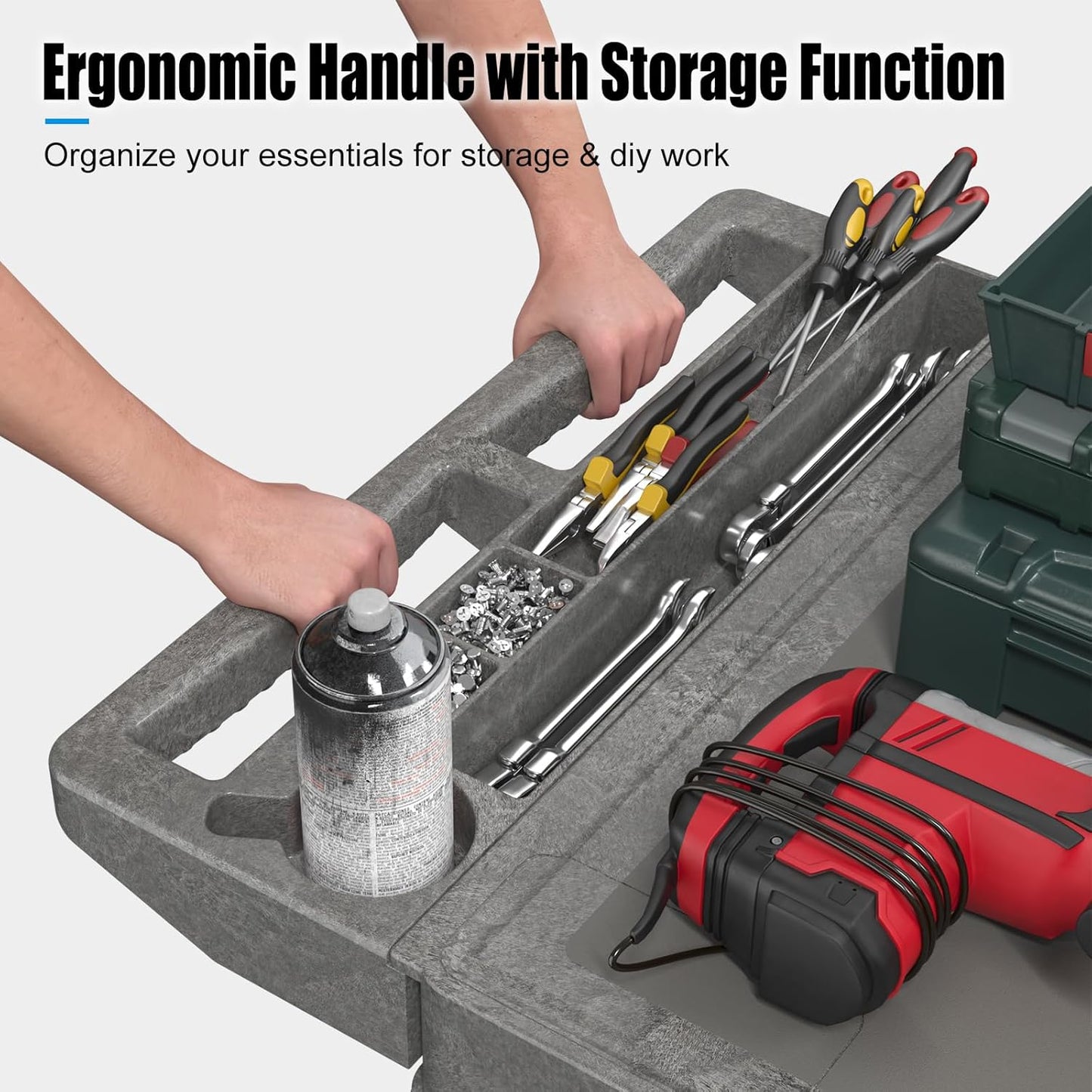 Large Garage Flat Top Utility Cart, Heavy Duty 2 Shelf Tool Cart Service Cart Rolling Push Carts with Ergonomic Handle 5" Swivel Casters.