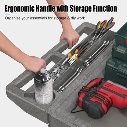 Large Garage Flat Top Utility Cart, Heavy Duty 2 Shelf Tool Cart Service Cart Rolling Push Carts with Ergonomic Handle 5" Swivel Casters.