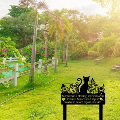 Grave Markers Cat, Metal Cats Metal Memorial Garden Stake, Pets Waterproof Grave Stakes Plaque, Pet Headstone Garden Memorial Graves, Metal Cat Garden Decor 12"