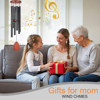 Large Wind Chimes for Outside – 37" Aluminum Windchimes Outdoors for Garden, Patio Decor, Memorial Gifts for Mom, Sympathy Gift for Loss of Loved One, Sister Gifts for Birthdays, Mother's Day(Black)