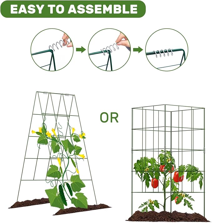 DOEWORKS Cucumber Trellis, 39" High Foldable A Frame Garden Trellis, 2 Pack, Plant Support for Climbing Cucumber, Beans, Tomatoes, Flowers, Green