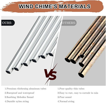 Wind Chimes for Outside, 32" Memorial Wind Chimes for Loss of Loved One Mother Father, Memorial Sympathy Gift Outdoor Garden Patio Decor, Bereavement Gift for Loss of Mom Dad (Classic Silver)