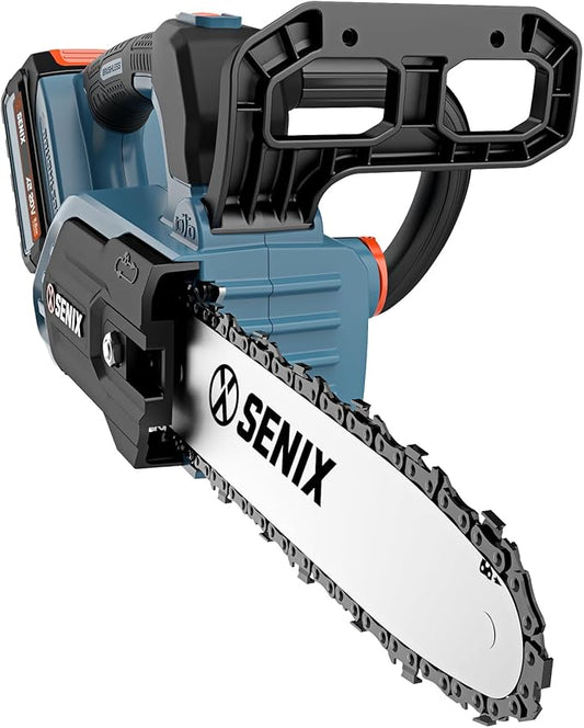 SENIX 20V 10" Electric Chainsaw, Cordless Battery Powered Top Handle Chainsaw, Brushless Chain Saw, Garden Tool for Trees, Pruning, Branch Cutting, Yard, Fathers Day Gift, Tool Only, CSX2-M1-0