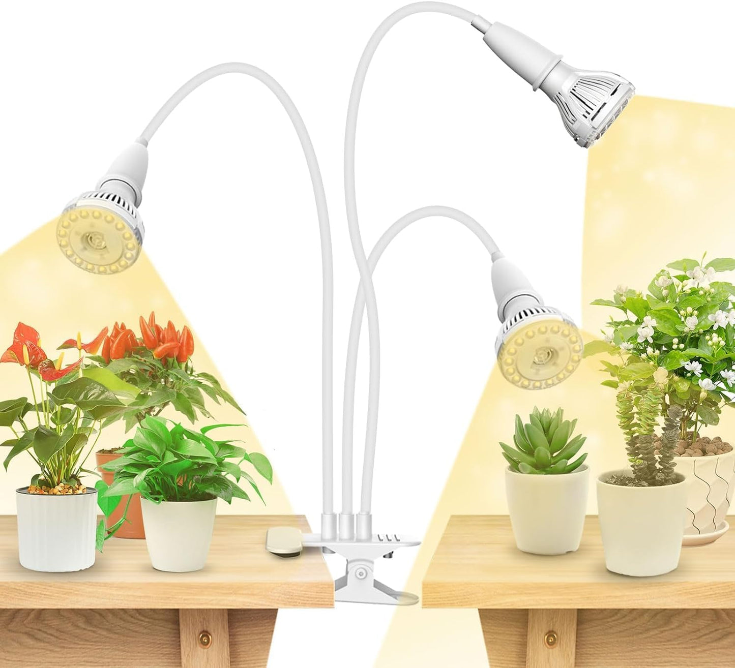 SANSI LED Grow Lights for Indoor Plants, 450W Full Spectrum Clip-on Gooseneck Grow Light with Ceramic Tech.,30W Power Plant Light with Optical Lens for High PPFD, Lifetime Free Bulbs Replacement White