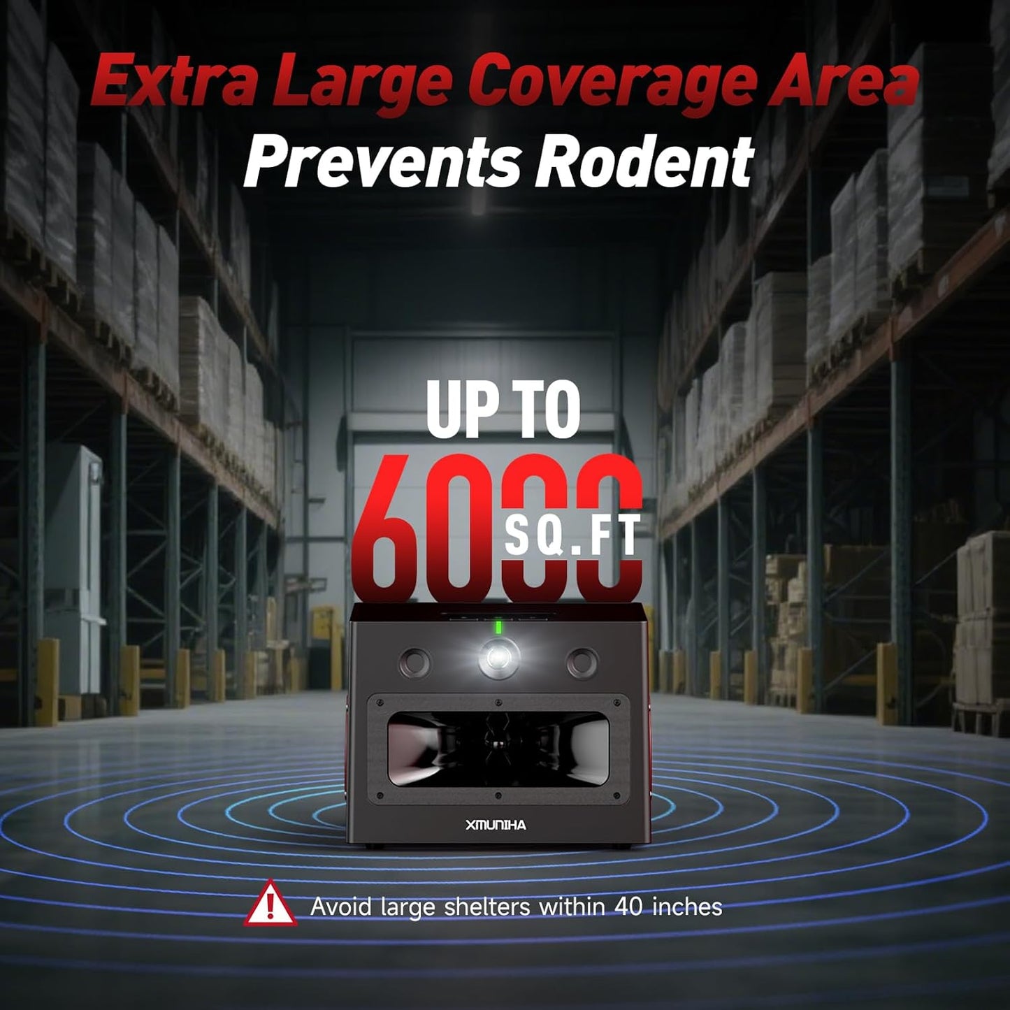 High Power Ultrasonic Mouse Repellent, Plug-in and Bionic Cat-Call Rodent Detterent, Pest Repellent for Buildings, Garages, Attics, Warehouse, Restaurant, Supermarket, Coverage up to 6000 Square Feet