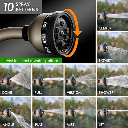 RESTMO Watering Wand Heavy Duty, Metal Garden Hose Wand with 10 Spray Patterns, 15-Inch Long Hose Nozzle Sprayer with Thumb Flow Control, Ideal to Water Hanging Baskets and Shrubs