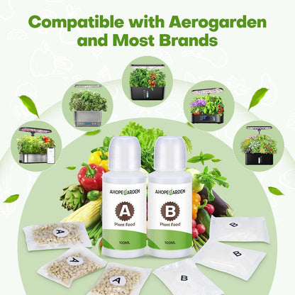 Ahopegarden 800ml A&B Hydroponic Nutrients: Hydroponic Plant Food for Aerogarden, Liquid Plant Food for Vegetables, Fruits, Flowers, ect - All-in-One Fertilizer Solution for Hydroponics Growing System