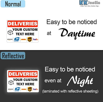 Custom Metal Delivery Sign for Packages, Waterproof Personalized Leave Packages Sign for Home, Leave Your Delivery Instruction on Signage (Warning style, 18"x12")