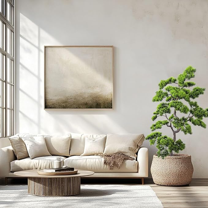 5ft Artificial Bonsai Tree - Large Faux Plants Indoor with Ceramic Pot, Realistic Fake Plants Decor for Home Office, Living Room, Farmhouse Zen Decor
