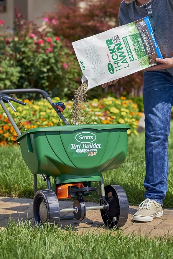 Scotts Turf Builder Thick'R Lawn Sun and Shade, Combination Seed, Fertilizer and Soil Improver, Thickens Thin Grass, 12 lbs., 2-Pack