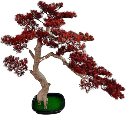 3ft（43in） Artificial Bonsai Tree Juniper Faux Plants Indoor Big Fake Plants Decor with Ceramic Pots for Home Table Office Desk Bathroom Shelf Bedroom Living Room Farmhouse Decorations (Red)