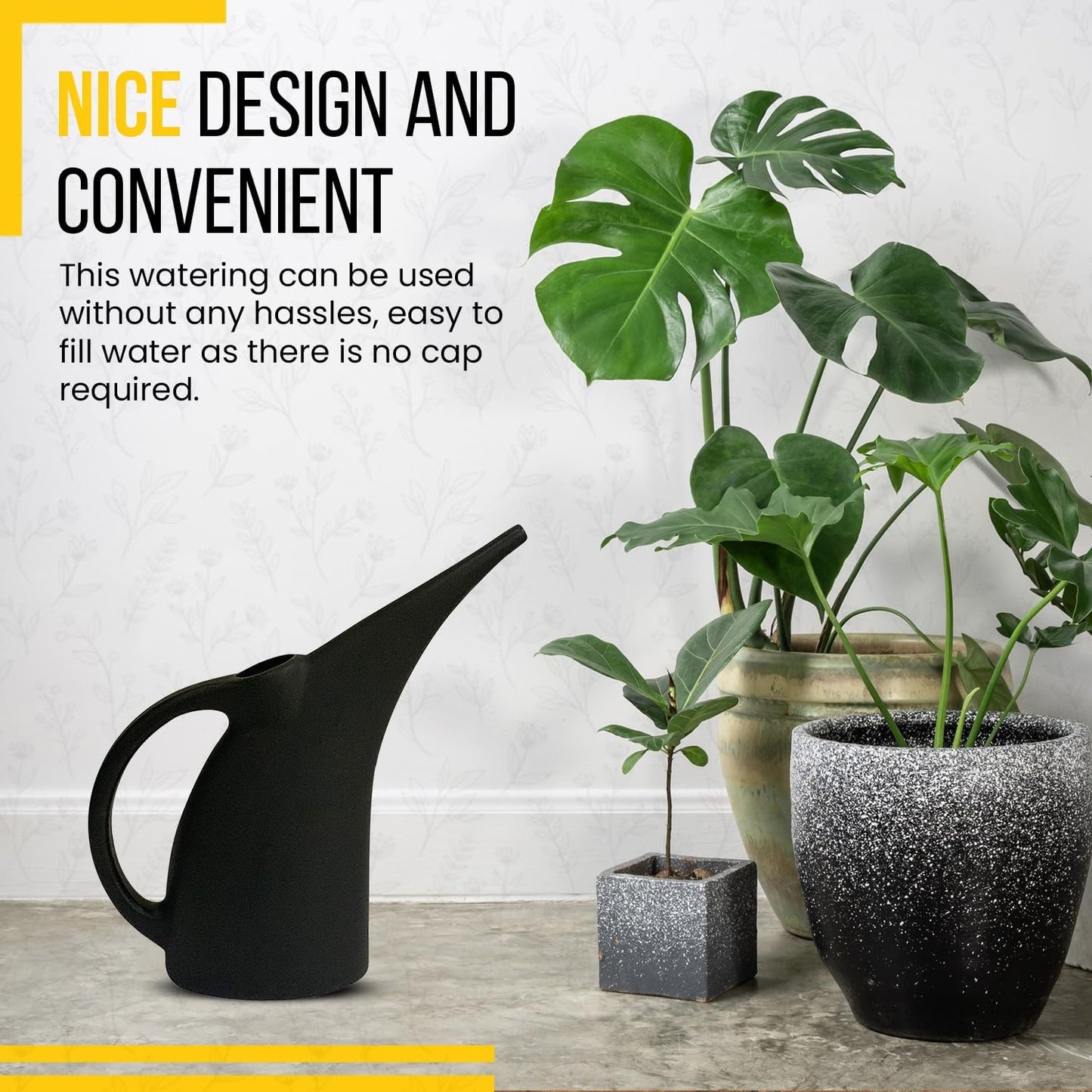 KP Kool Products Watering Can 1/2 Gallon - Small Watering Can for Indoor Plants - Outdoor Watering Can - Black Plant Waterer - Plastic Watering Can for Garden - 1 Pack