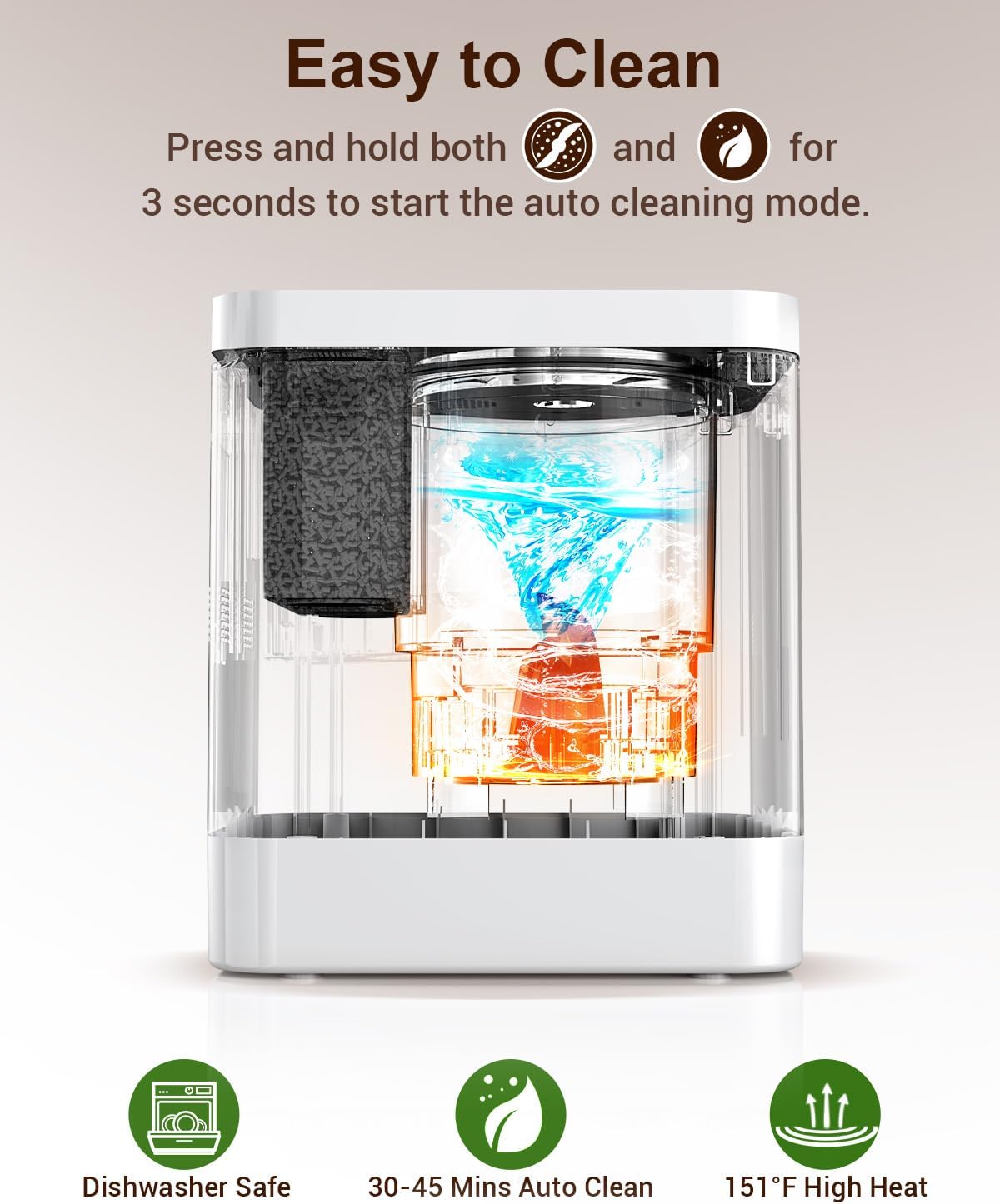 5.2L Large Electric Composter for Kitchen, Smart Odorless Compost Bin with 2-in-1 Activated Carbon Filter, Large LED Display, Child Lock, Auto-Cleaning, Indoor Countertop Food Waste Composting Machine