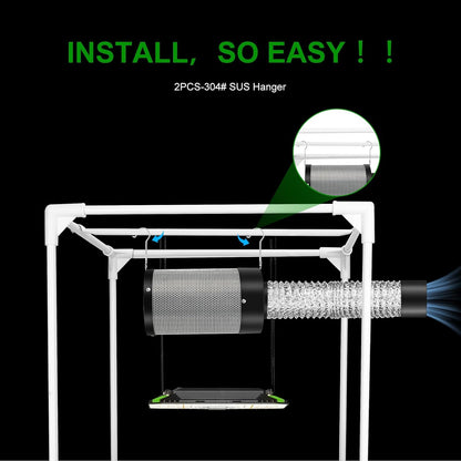 MELONFARM Air Filtration Kit 4", Built-in 14cm Fan Low Nois Carbon Filter with 12-Speed Controller, 8' Ducting & 6" Vent Cover, Cooling & Ventilation System for Grow Tents, Indoor Gardening 4"x12.2"