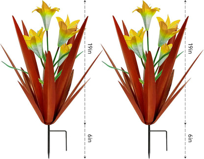 Homight Metal Agave Plant Outdoor Decoration Lily Mexican Yard Art Garden Gift Home Decor Hand Painted Metal Agave Garden Yard Statue, Outdoor Lawn Ornaments(2 Big Yellow Lilies)