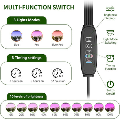 Indoor Greenhouse with Grow Light, 4-Tier 27.6"x19"x63" Mini Greenhouse with Roll-Up Zippered PVC Cover for Seed Starting Trays, Dimmable Grow Light Shelf for Indoor Plants with Timer