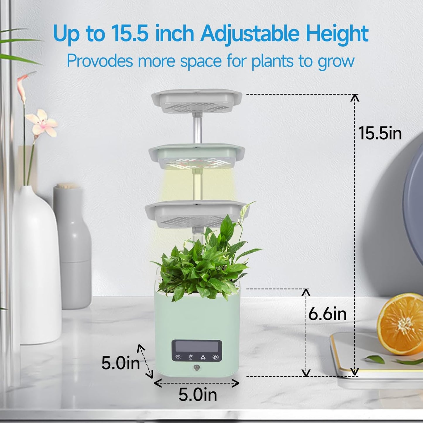 Multifunctional Intelligent Flower Pot,Indoor Desktop Green Hydroponics Planting Flowerpot with Bluetooth Speaker,Adjustable Plants LEDGrow Light,humidifier, Air Purification,Desk lamp