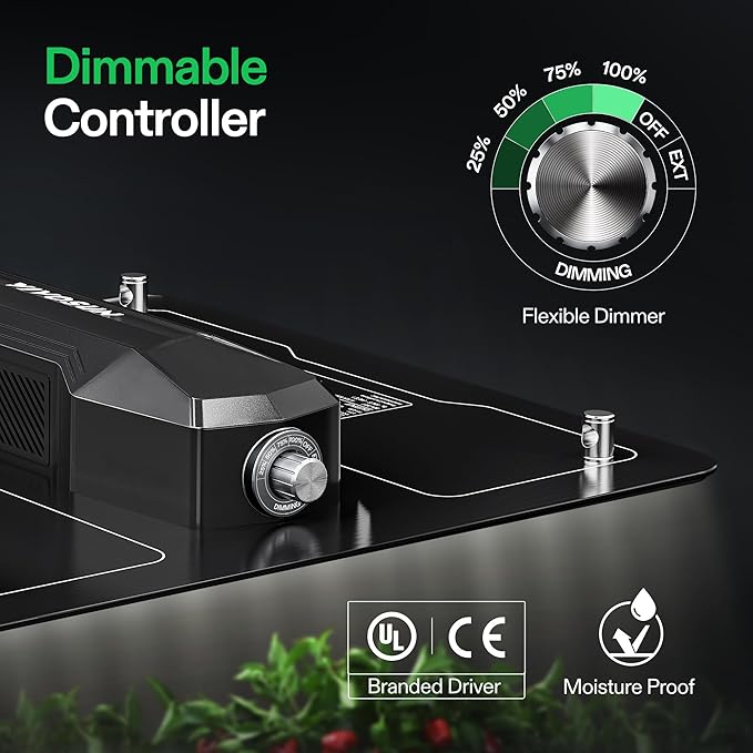 VIVOSUN 2-Pack VS1000 LED Grow Light with Full Spectrum Diodes & Sosen Driver Dimmable Lights Sunlike for Indoor Plants Seedling Veg and Bloom Plant Grow Lamps for 2x4/3x3 Grow Tent