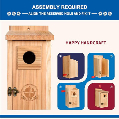 Bird Houses for Outside 1-1/2" Entrance Hole Cedar Wild BirdHouses with Wood Guard Outdoor Bluebird Wren Swallow Finch Assembly Required