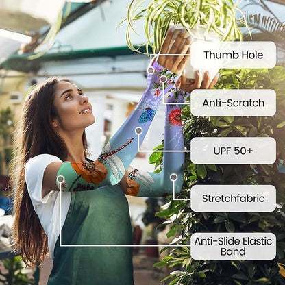 Gardening Sleeves Farm Sun Protection Arm Cooling Sleeves Thorn Proof Garden for Women Men with Thumb Hole