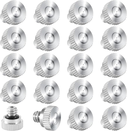 20 Pcs Brass Misting Nozzles for Outdoor Cooling System,0.012 Orifice (0.3 mm) 10/24 UNC Mister Nozzles Sprinklers for Greenhouse Patio Misting System