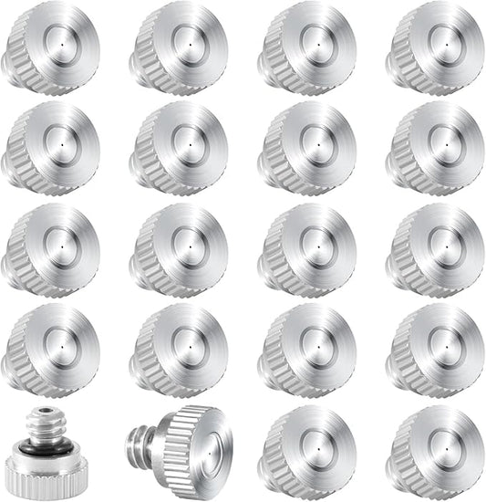 20 Pcs Brass Misting Nozzles for Outdoor Cooling System,0.012 Orifice (0.3 mm) 10/24 UNC Mister Nozzles Sprinklers for Greenhouse Patio Misting System