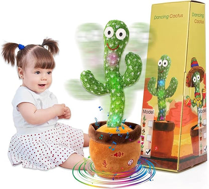 MIAODAM Dancing Cactus Baby Toy, Volume Adjustable Singing Cactus Talking Cactus Toy for Boys Girls Gifts Recording Repeating What You Say, Glowing Dancing Cactus Toy Baby Toys