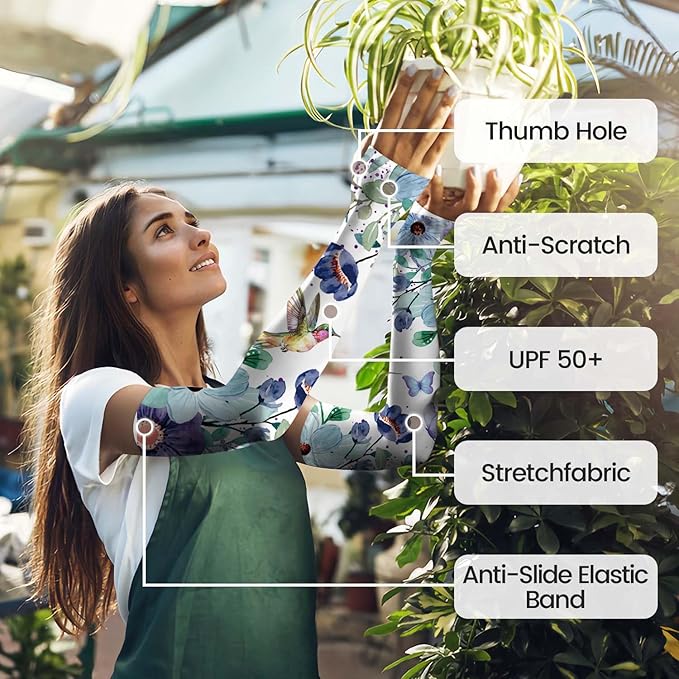 Gardening Sleeves Farm Sun Protection Arm Cooling Sleeves Thorn Proof Garden for Women Men with Thumb Hole