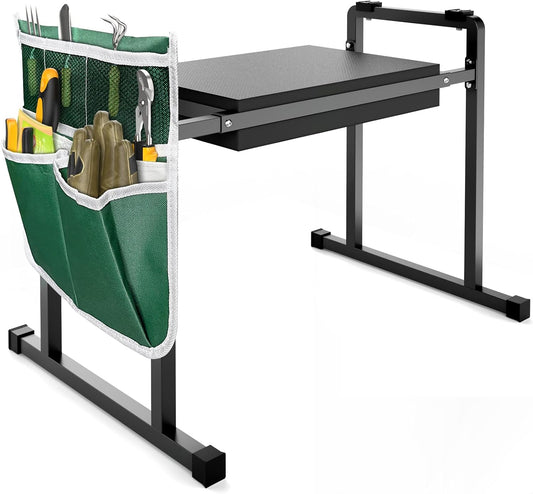Garden Kneelers Seat, Stable and Save Anti-Tipping Design 10.2" Wider Garden Kneeler and Seat with Handle, Heavy Duty Gardening Stool for Seniors, Gardening Weeding Bench for Gardeners Parents - Black