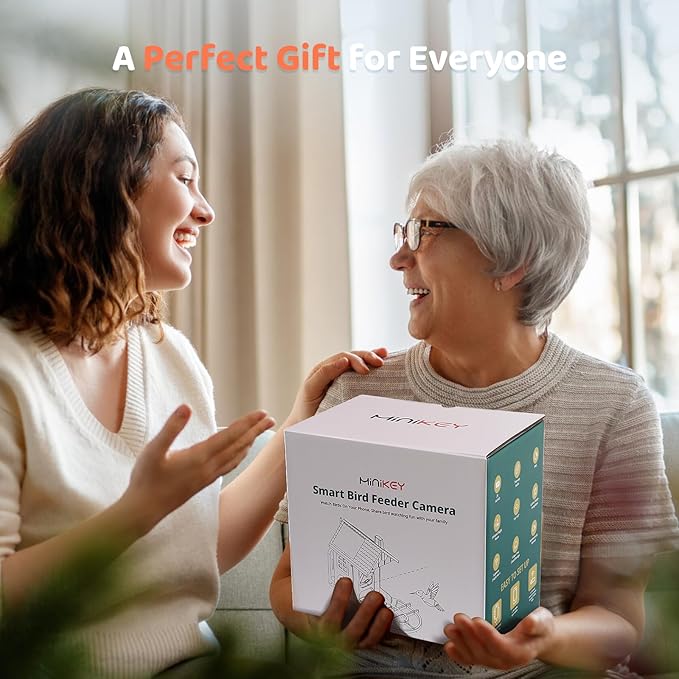 Smart Bird Feeder with Camera Outdoor Birdhouse:AI Identifies 11000+ Species, Features 2K 3MP HD Quality and Arrived Alerts Function,Powered by Dual Solar Panels,Gifts for Bird Lovers, Mom Dad