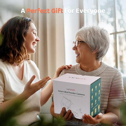 Smart Bird Feeder with Camera Outdoor Birdhouse:AI Identifies 11000+ Species, Features 2K 3MP HD Quality and Arrived Alerts Function,Powered by Dual Solar Panels,Gifts for Bird Lovers, Mom Dad