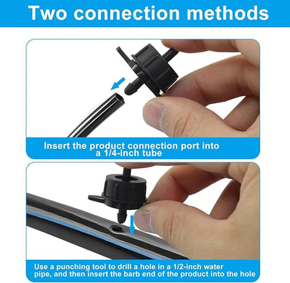 50 Pack 1 GPH Pressure Compensating Drip Irrigation Emitters, Premium Plastic Drip Sprinklers for 1/4" Tubing for Indoor/Outdoor Plants, Gardens & Landscapes