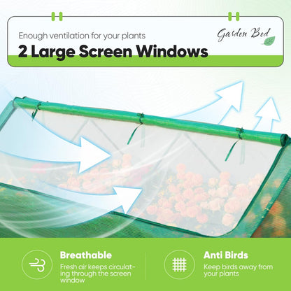 Quictent Raised Garden Bed Galvanized Raised Beds for Gardening Vegetables with Cover 8x4x1 ft Metal Planter Box Outdoor Use (Green)