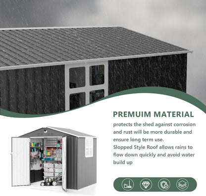 8x6 FT Metal Storage Shed with Window,Outdoor Storage Building,Large Backyard Sheds,Waterproof Outside Storage Sheds