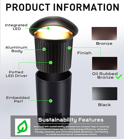 CLOUDY BAY [6 Pack] 5W Well Lights Low Voltage Landscape Lighting,12V-24V Waterproof Outdoor Side-lit Light,27-50K 5CCT In Ground Lights for Fence Pathway Deck, IP67 Rating, ORB,Transformer Excluded