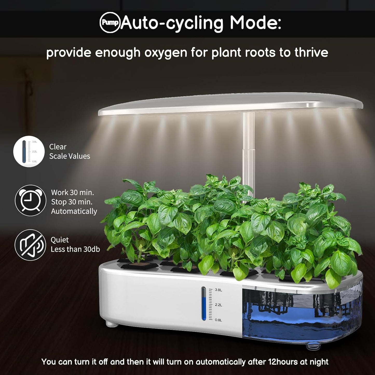 Hydroponics Growing System Kit - 12 Pods Indoor Herb Garden with LED Grow Light, Auto Timer, Adjustable Height up to 17" - Ideal for Home, Birthday & Mother's Day Gifts for Women (White)
