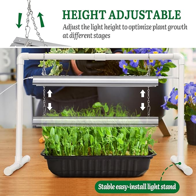 [Upgraded 1020 Size] Soligt Seed Starter Kit with Grow Light and Heat Mat - Strong Seed Starter Tray, 7" Humidity Dome and Grow Light Stand for Seed Starting, Seedling Germinating & Plant Propagating