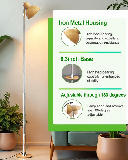 yadoker Plant Grow Light for Indoor Plant, Aluminum Wood Grain LED Grow Light,Elevating Plant Lamp,Height Adjustable,Automatic Timer with 8/12/16Hours,10-Level Brightness,Ideal for Large Plant Grow