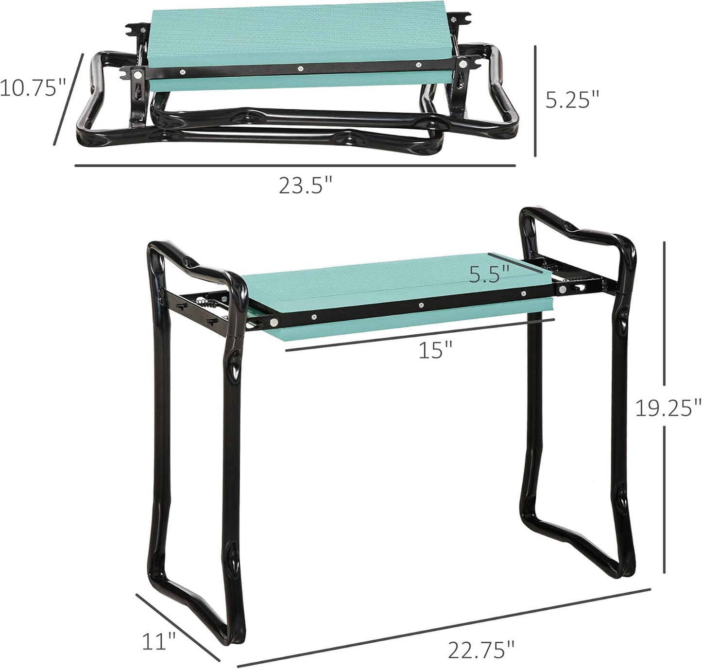 Outsunny Padded Garden Kneeler and Seat Bench, Padded Foldable Garden Stool, Green